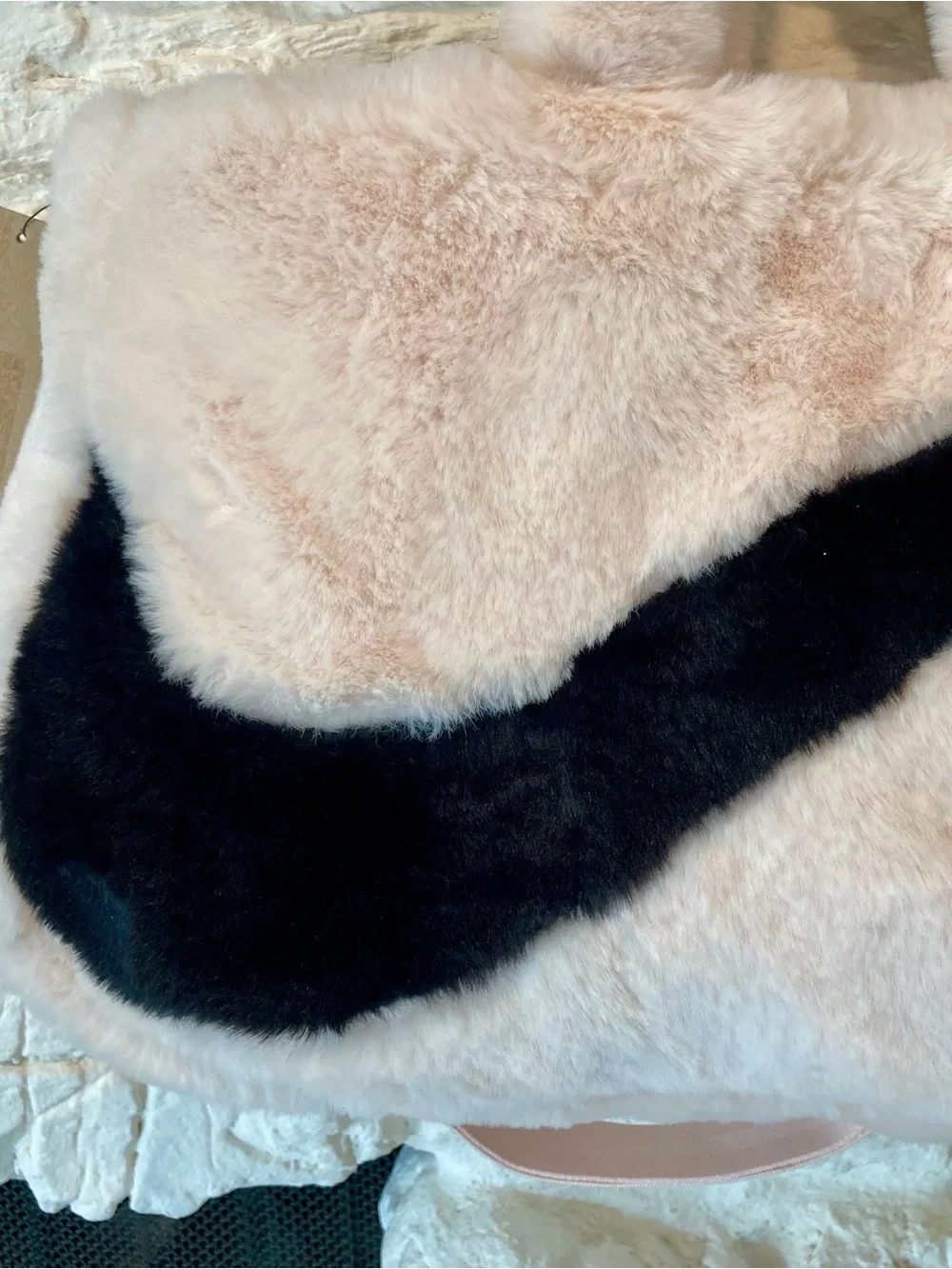 NWT Nike Sportswear Faux Fur Tote (10L capacity) in the 'Guava Ice/Black